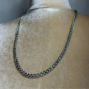 Woven Silver tone Chain Necklace